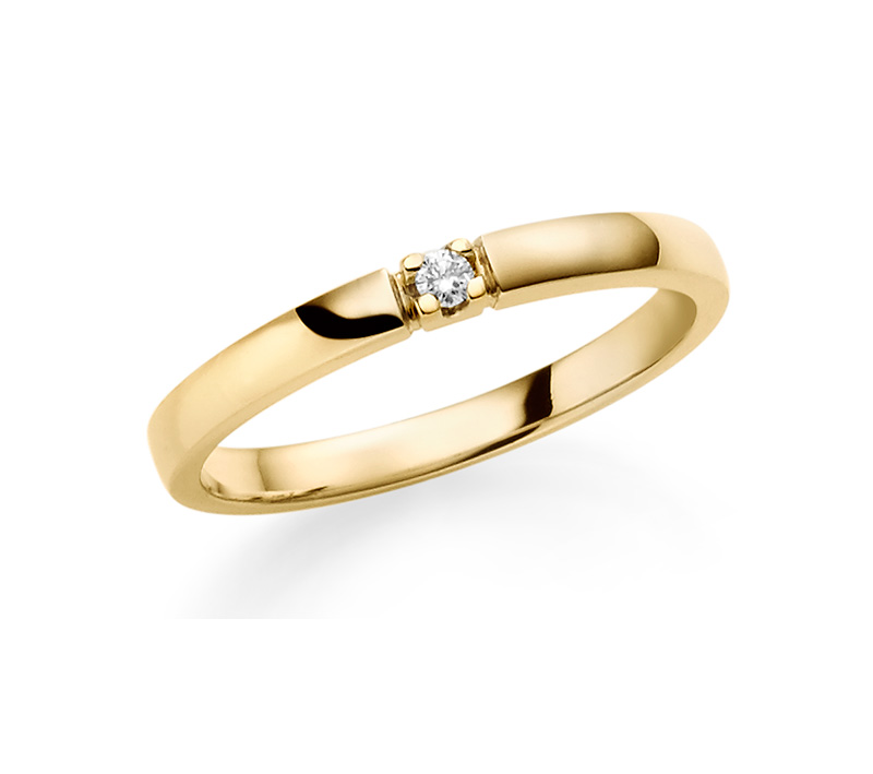 Haakonsen Elsa alliansering i gull med diamant 0.03 ct.